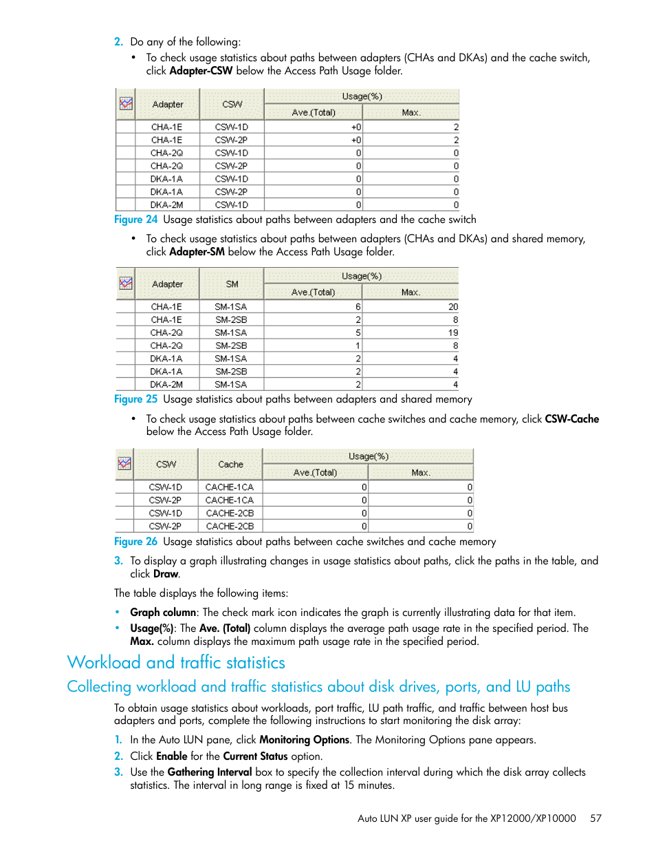 Workload and traffic statistics | HP StorageWorks XP Remote Web Console Software User Manual | Page 57 / 68