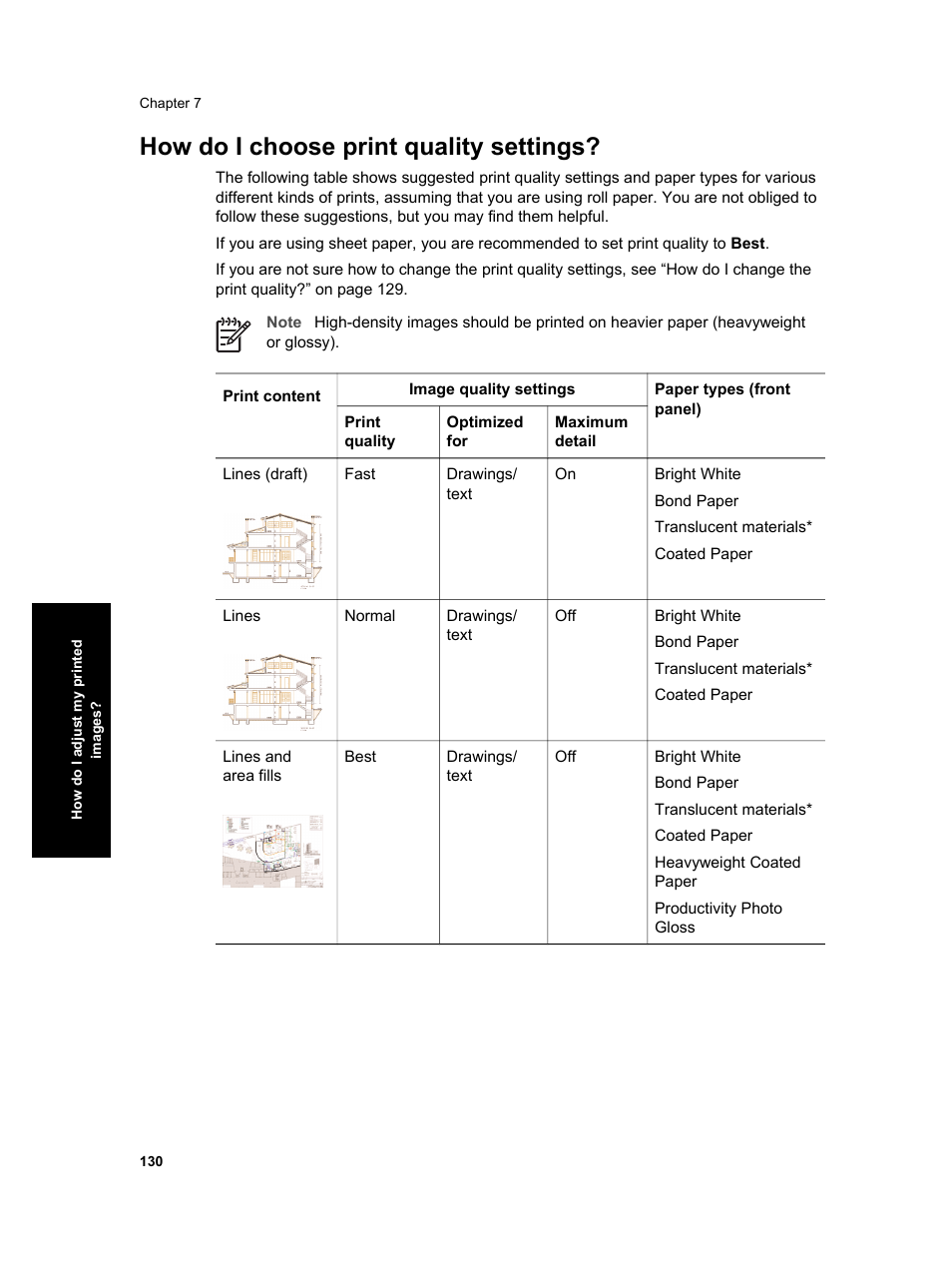 How do i choose print quality settings | HP Designjet 4000 Printer series User Manual | Page 132 / 268