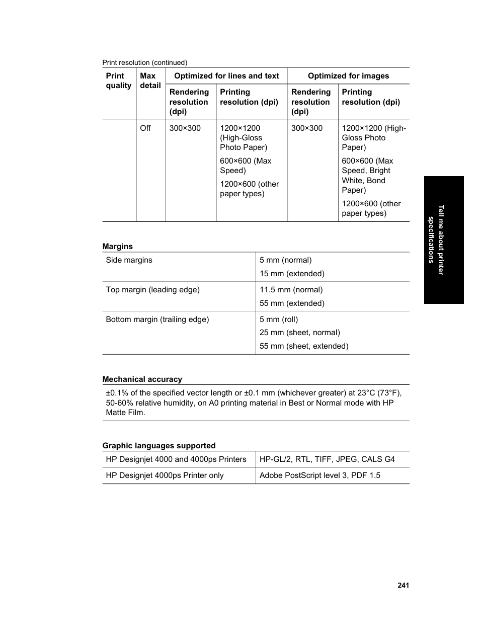 HP Designjet 4000 Printer series User Manual | Page 243 / 268