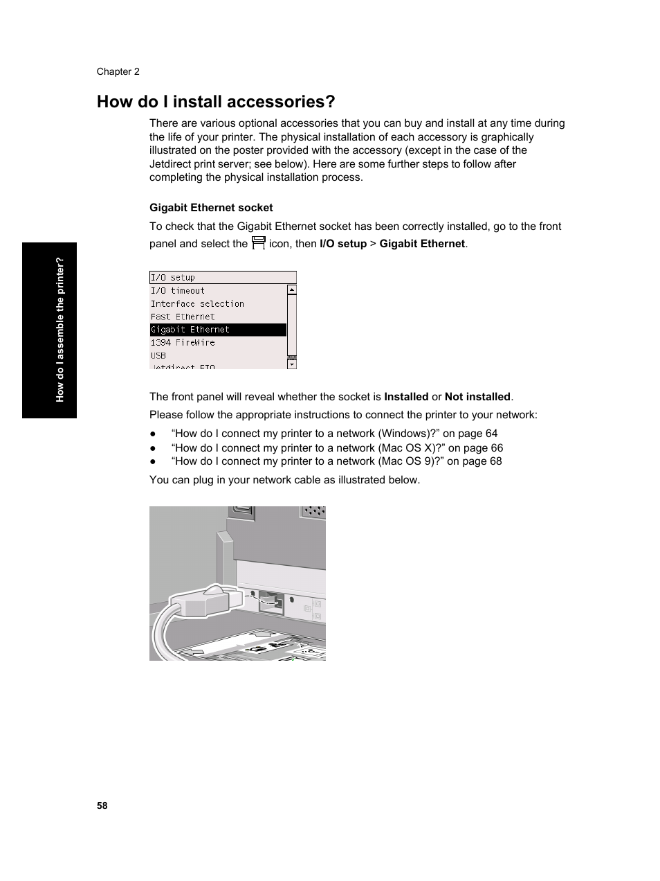 How do i install accessories | HP Designjet 4000 Printer series User Manual | Page 60 / 268