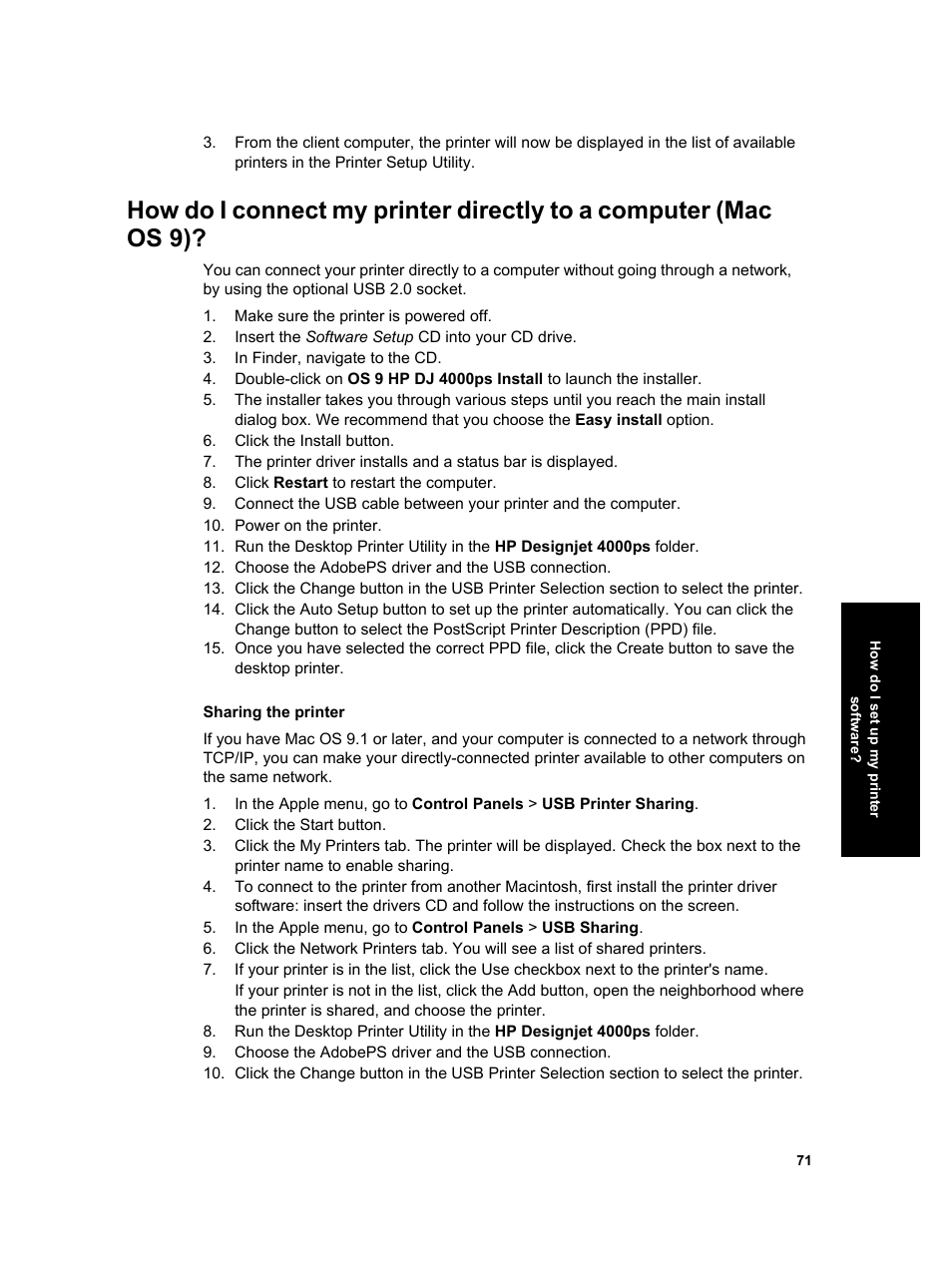 HP Designjet 4000 Printer series User Manual | Page 73 / 268