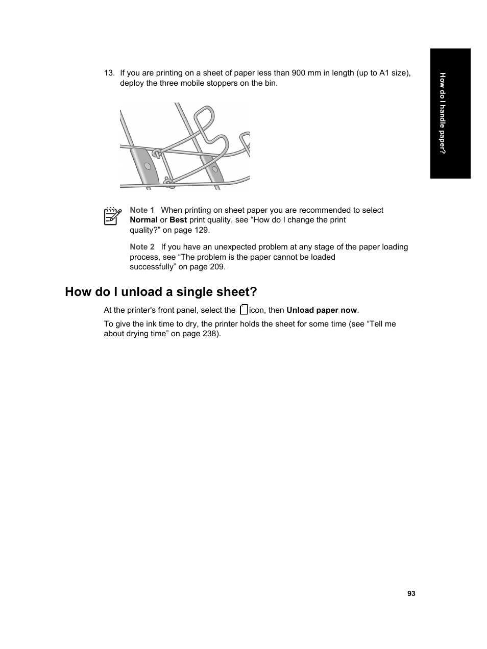 How do i unload a single sheet | HP Designjet 4000 Printer series User Manual | Page 95 / 268