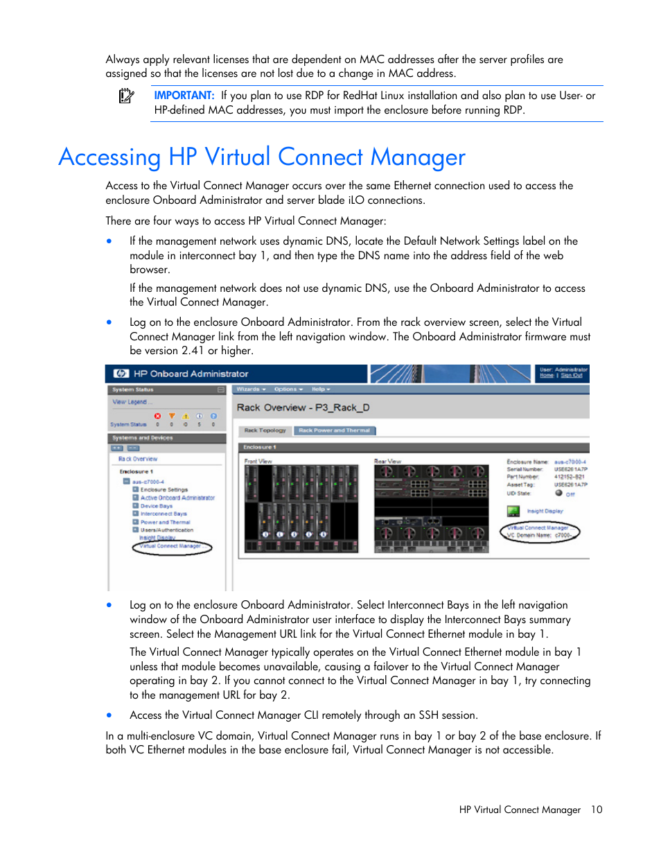 Accessing hp virtual connect manager | HP Virtual Connect 4Gb Fibre Channel Module for c-Class BladeSystem User Manual | Page 10 / 158
