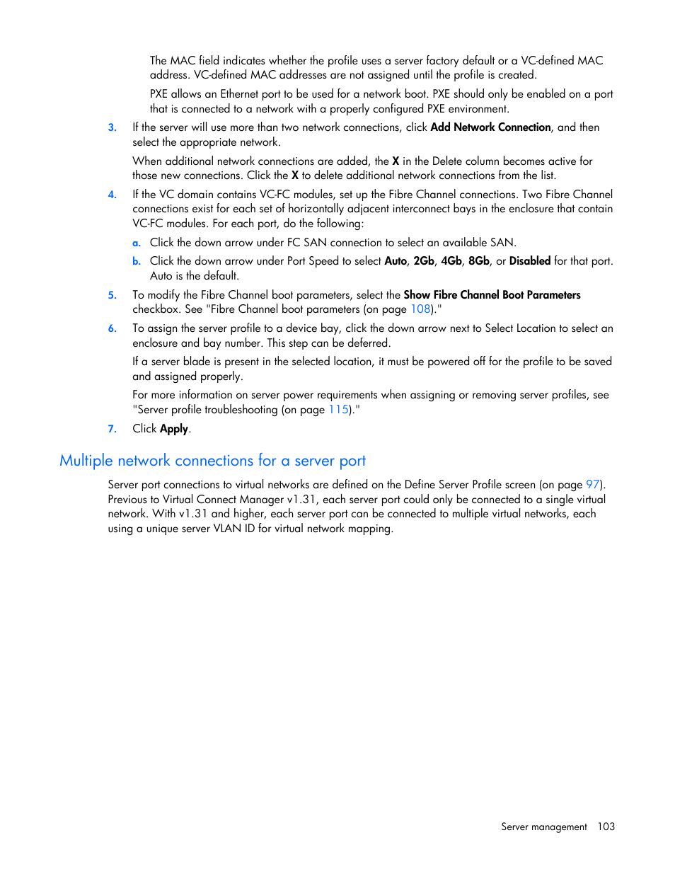 Multiple network connections for a server port | HP Virtual Connect 4Gb Fibre Channel Module for c-Class BladeSystem User Manual | Page 103 / 158