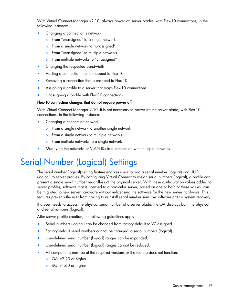 Serial number (logical) settings | HP Virtual Connect 4Gb Fibre Channel Module for c-Class BladeSystem User Manual | Page 117 / 158