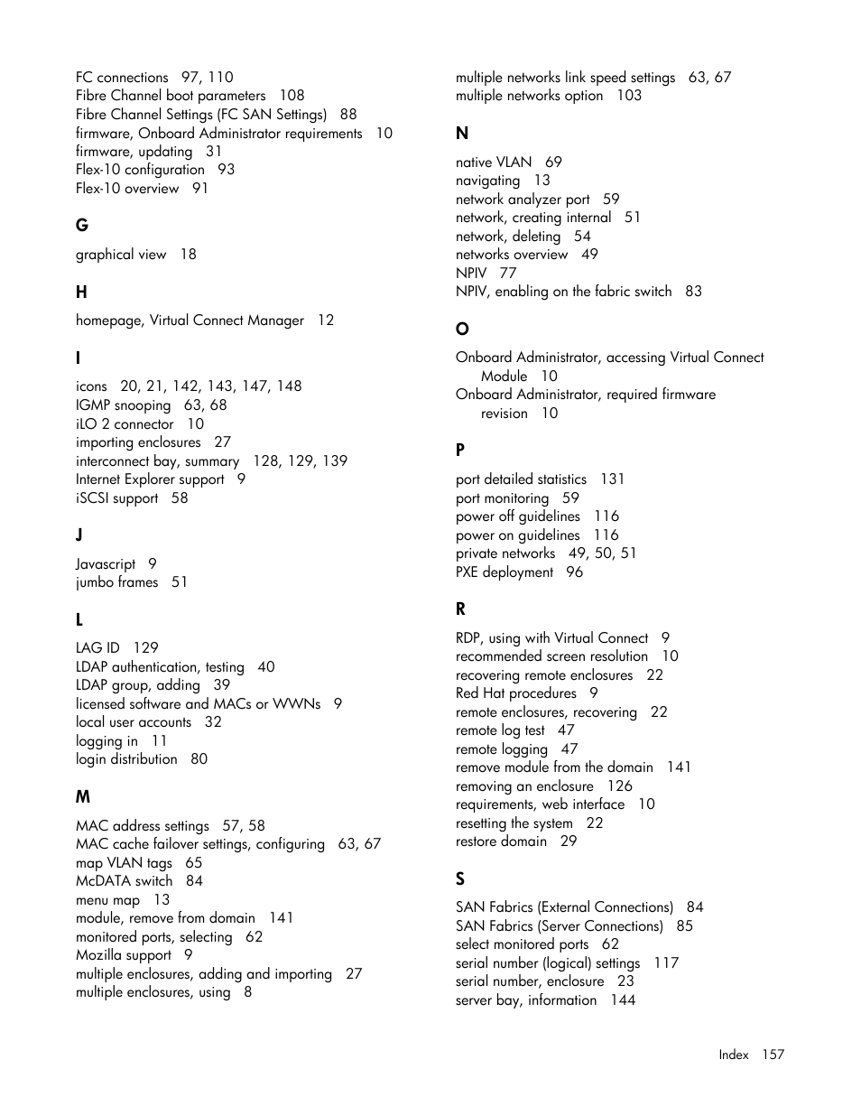 HP Virtual Connect 4Gb Fibre Channel Module for c-Class BladeSystem User Manual | Page 157 / 158