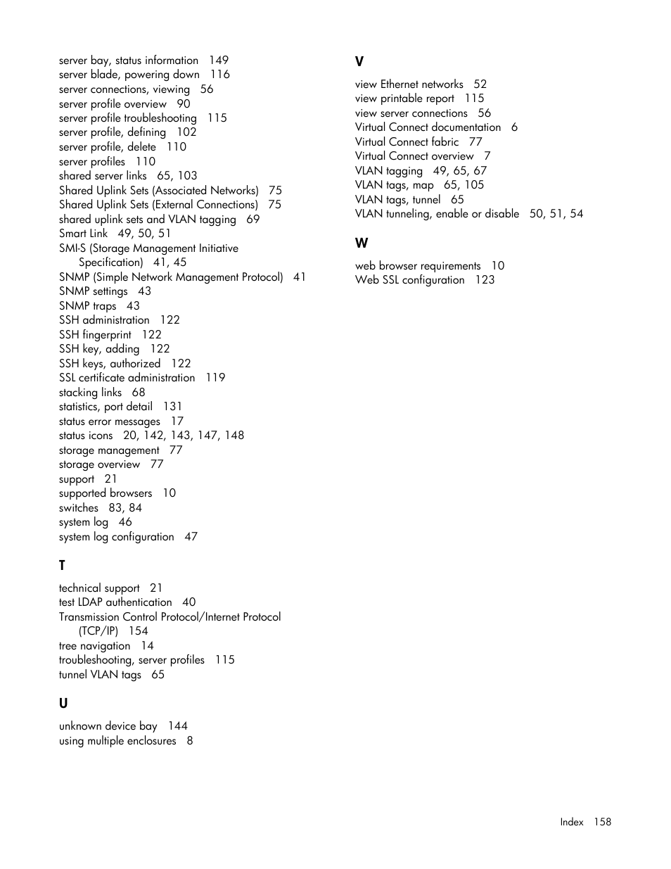 HP Virtual Connect 4Gb Fibre Channel Module for c-Class BladeSystem User Manual | Page 158 / 158