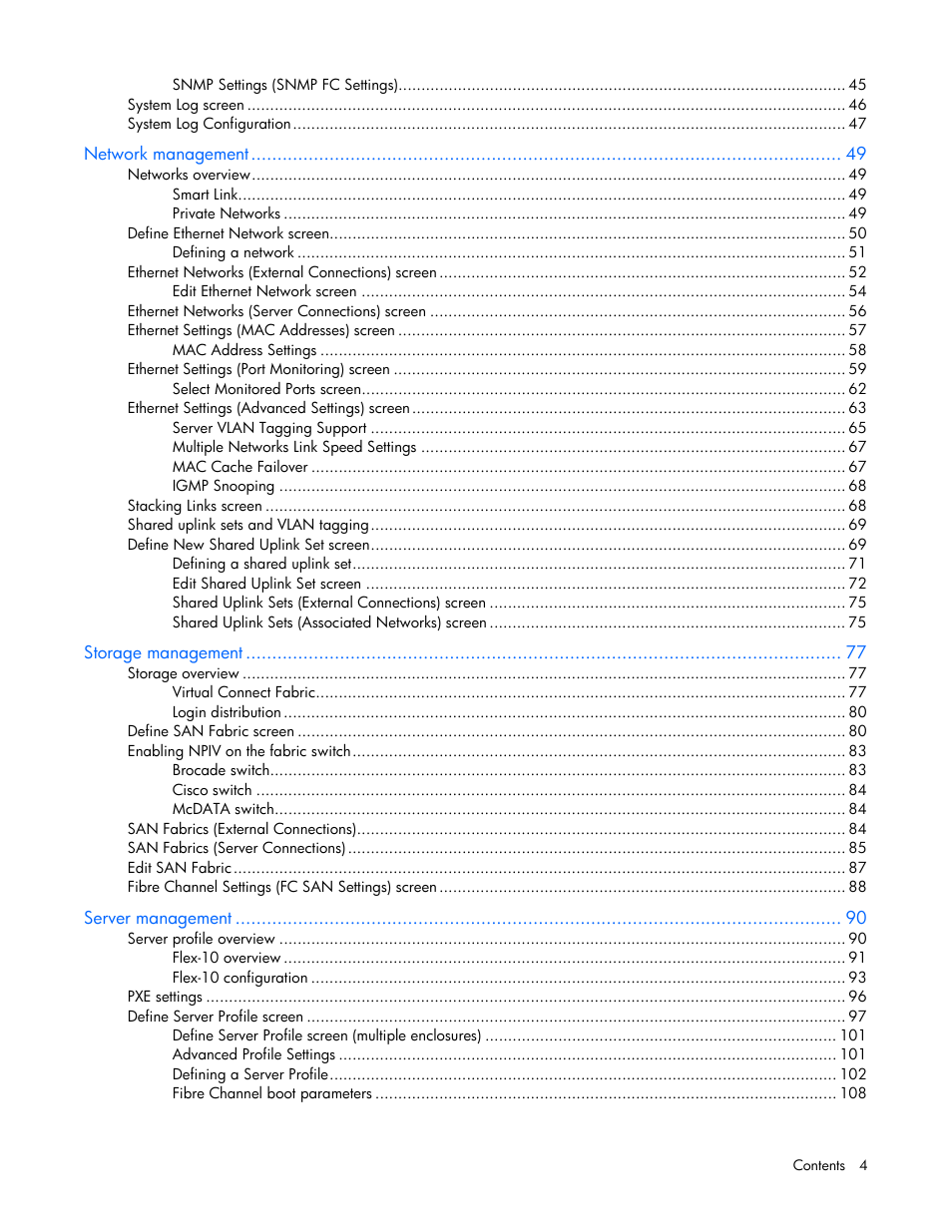 HP Virtual Connect 4Gb Fibre Channel Module for c-Class BladeSystem User Manual | Page 4 / 158