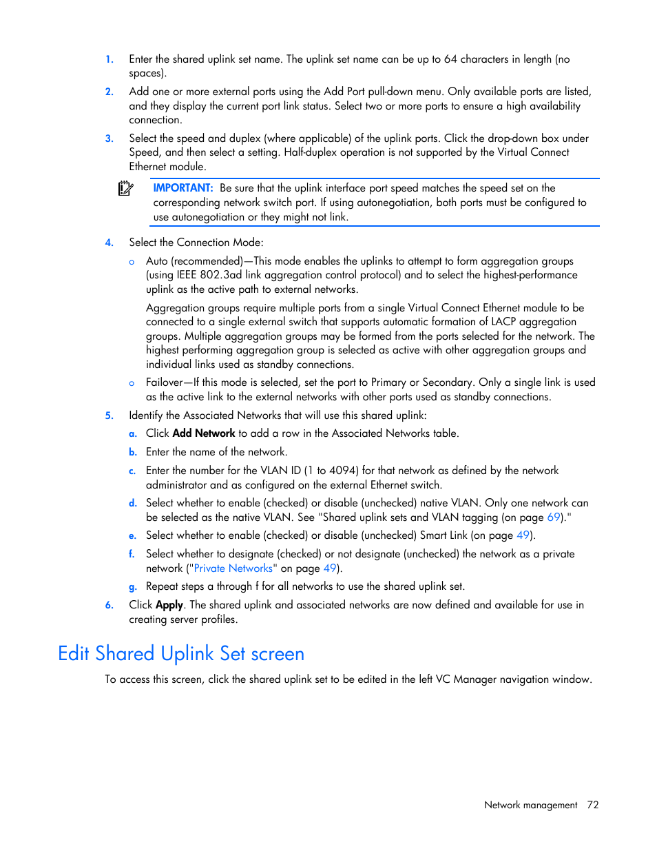 Edit shared uplink set screen, A shared uplink set screen, Edit shared | Uplink set screen, Click on | HP Virtual Connect 4Gb Fibre Channel Module for c-Class BladeSystem User Manual | Page 72 / 158