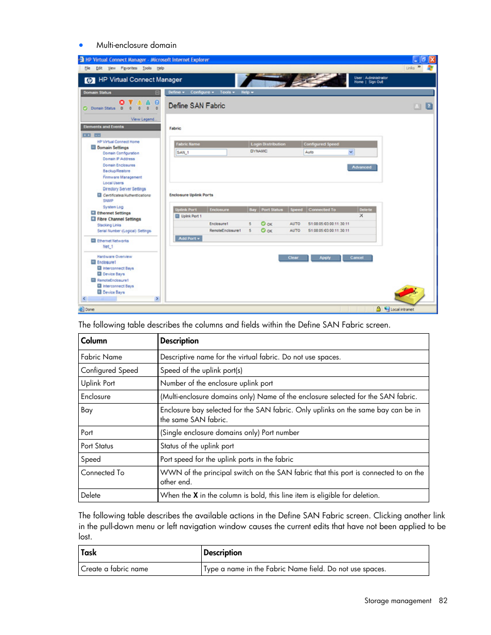 HP Virtual Connect 4Gb Fibre Channel Module for c-Class BladeSystem User Manual | Page 82 / 158