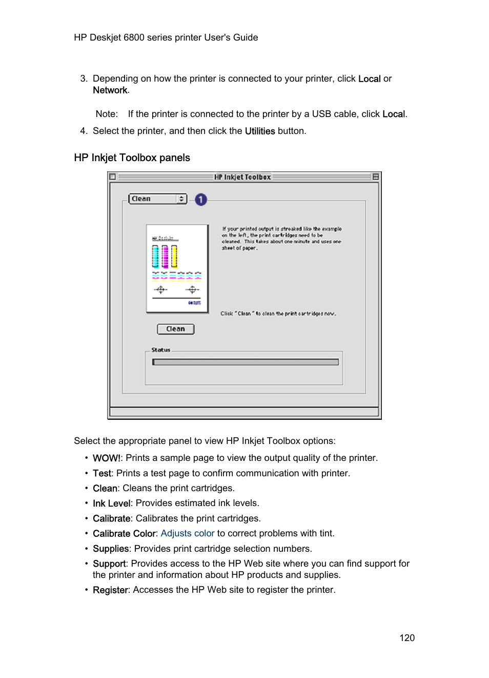 Hp inkjet toolbox panels | HP Deskjet 6840 Color Inkjet Printer User Manual | Page 120 / 177