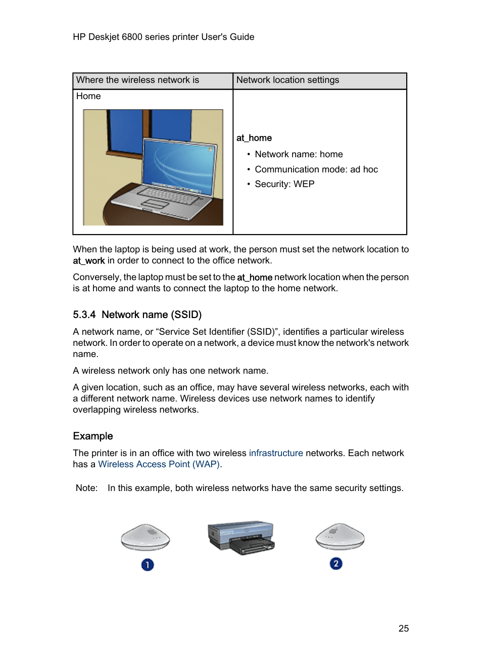 4 network name (ssid), Example | HP Deskjet 6840 Color Inkjet Printer User Manual | Page 25 / 177