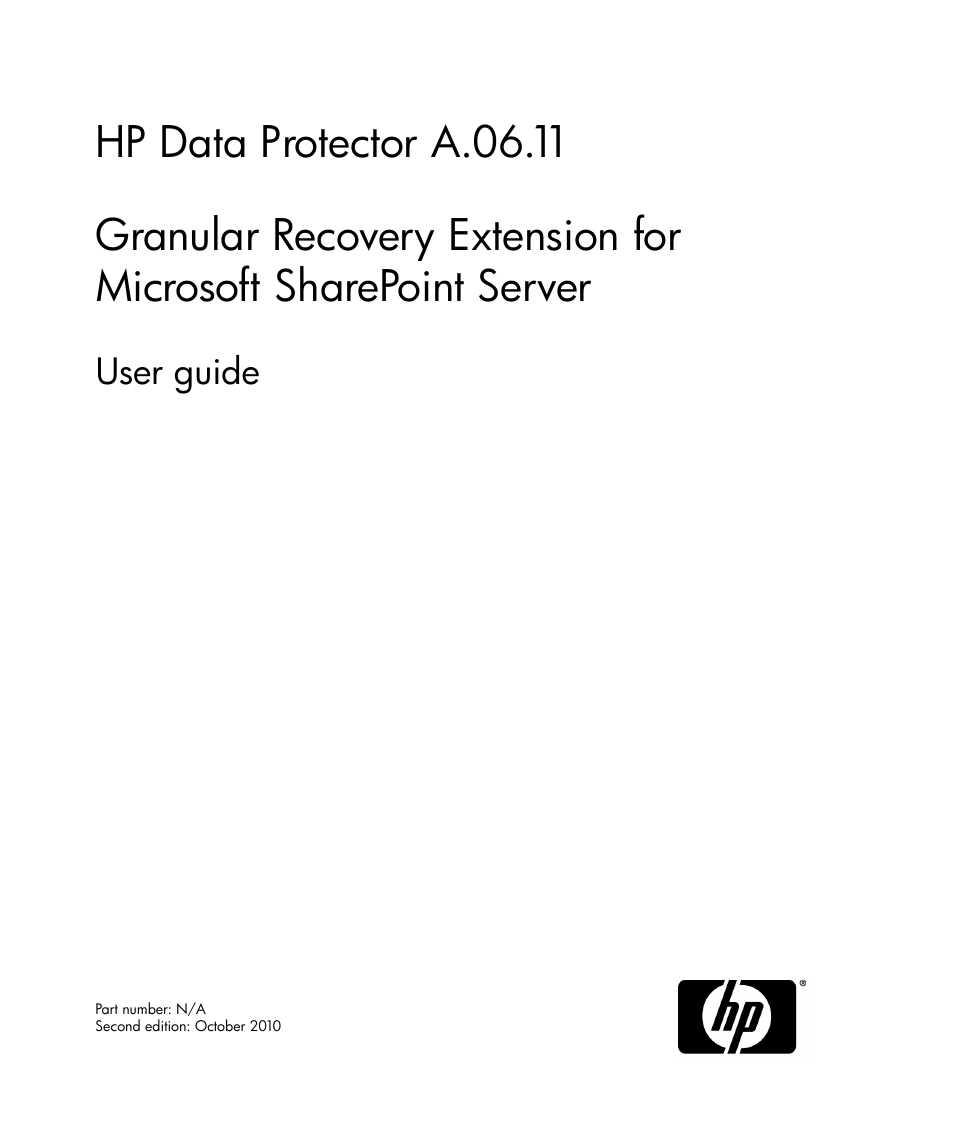 HP Data Protector V6.1x Software User Manual | 82 pages