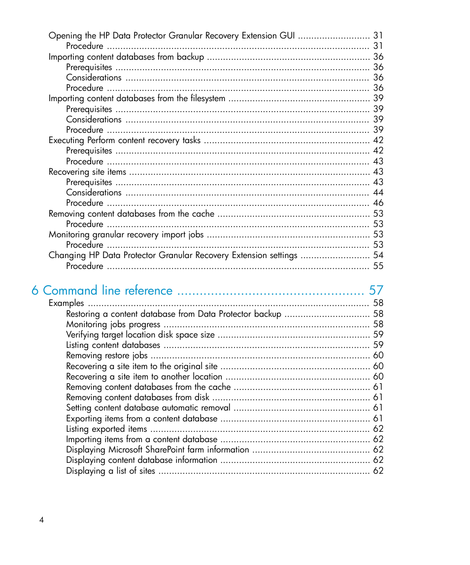 6 command line reference | HP Data Protector V6.1x Software User Manual | Page 4 / 82