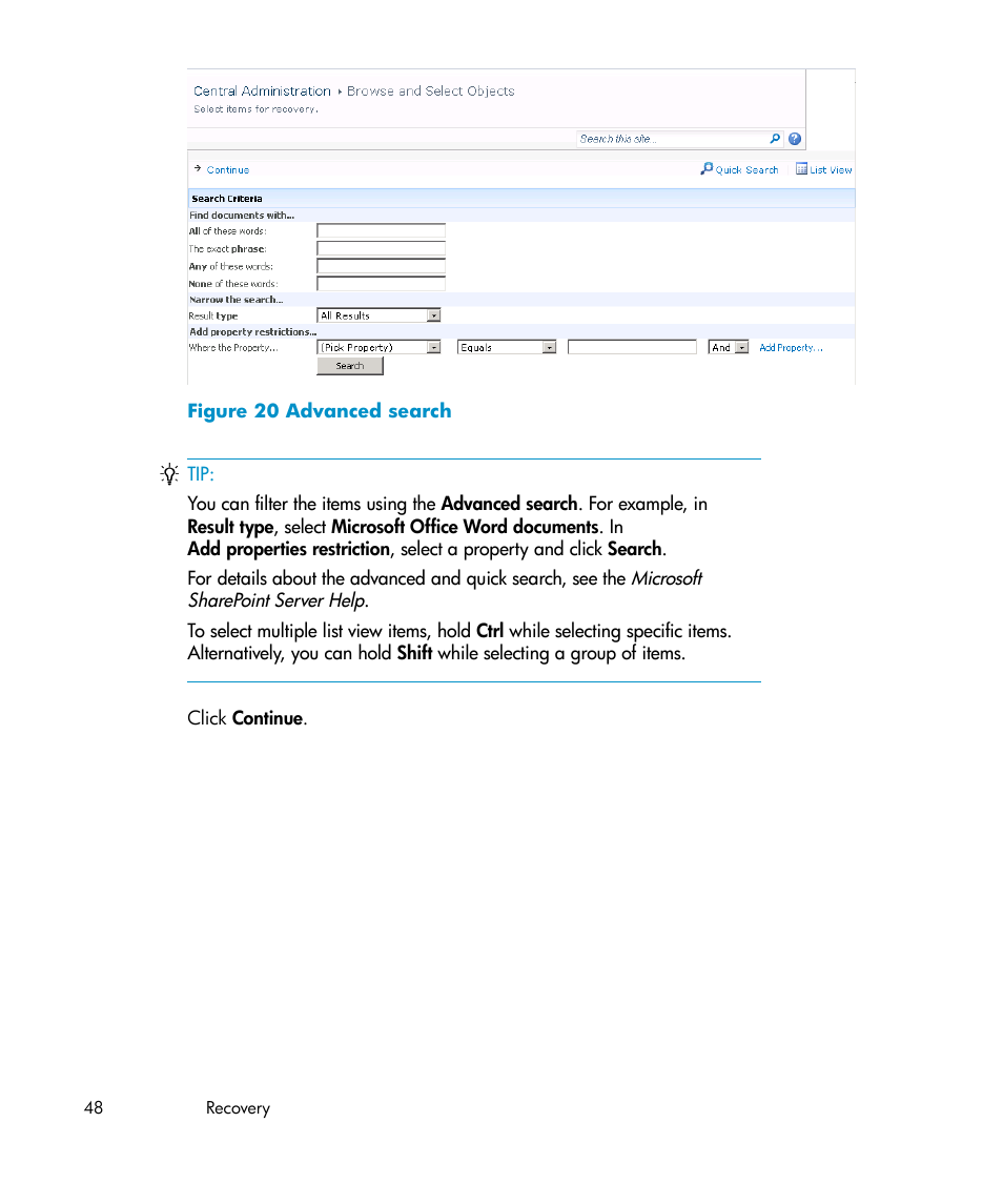 Advanced search | HP Data Protector V6.1x Software User Manual | Page 48 / 82