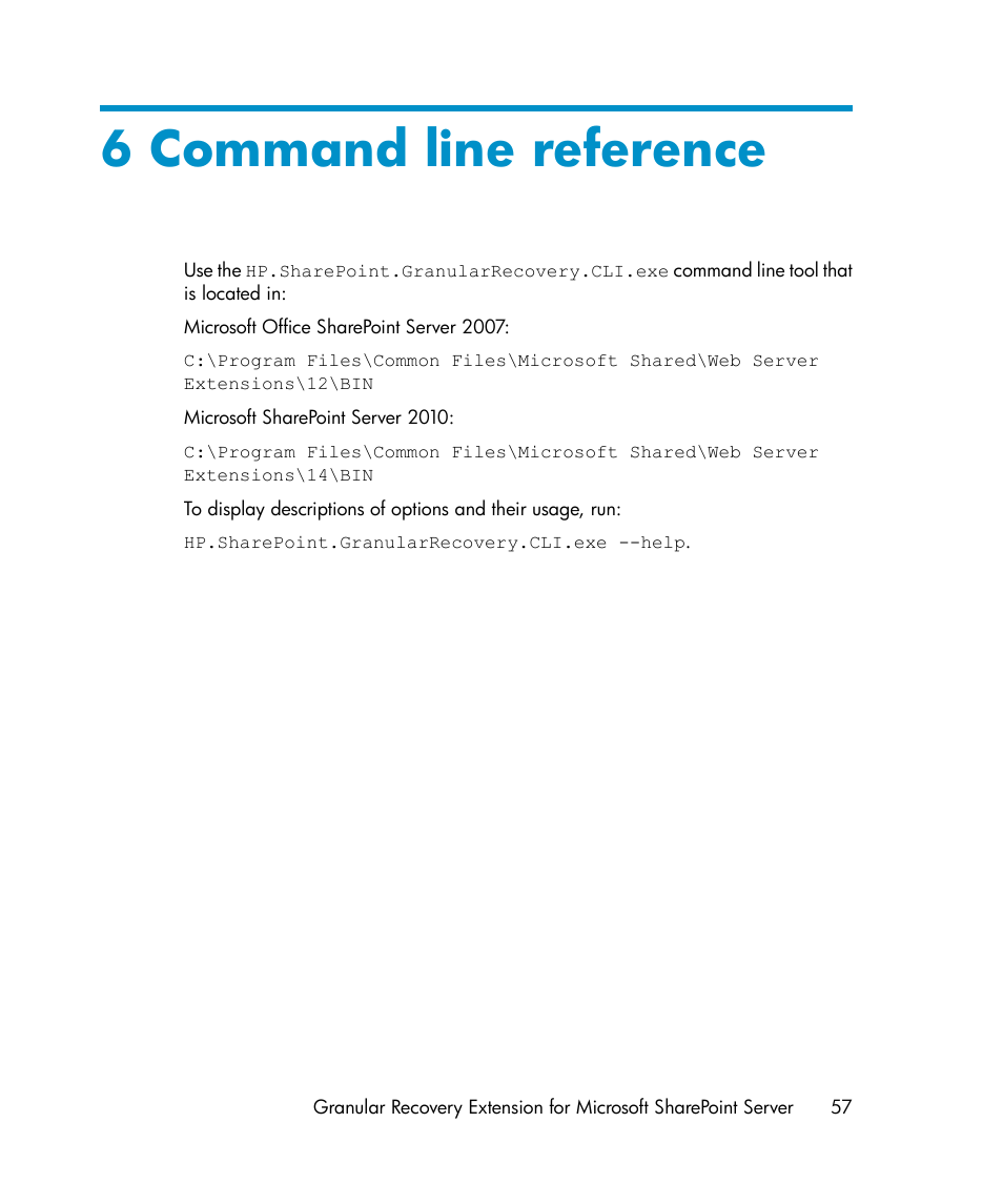 6 command line reference | HP Data Protector V6.1x Software User Manual | Page 57 / 82