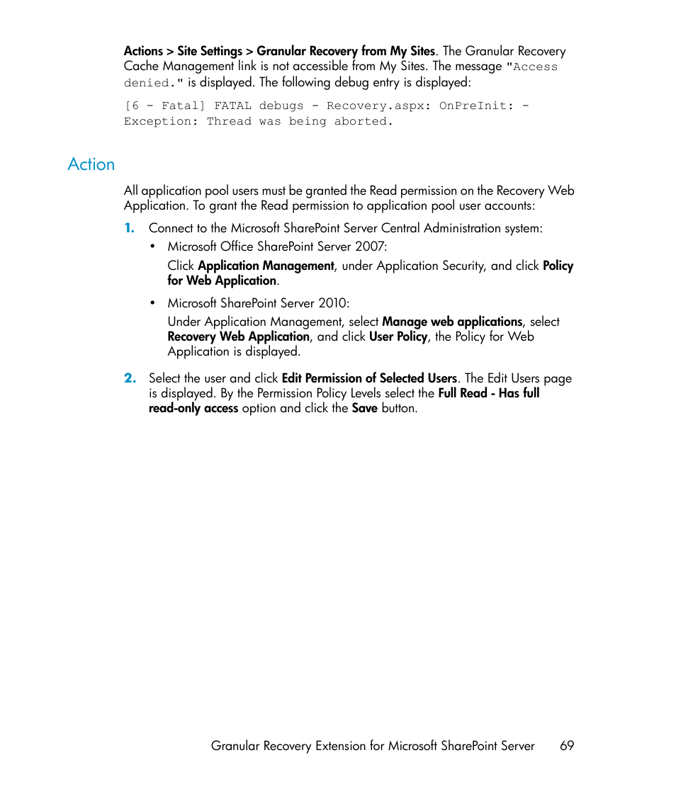 Action | HP Data Protector V6.1x Software User Manual | Page 69 / 82