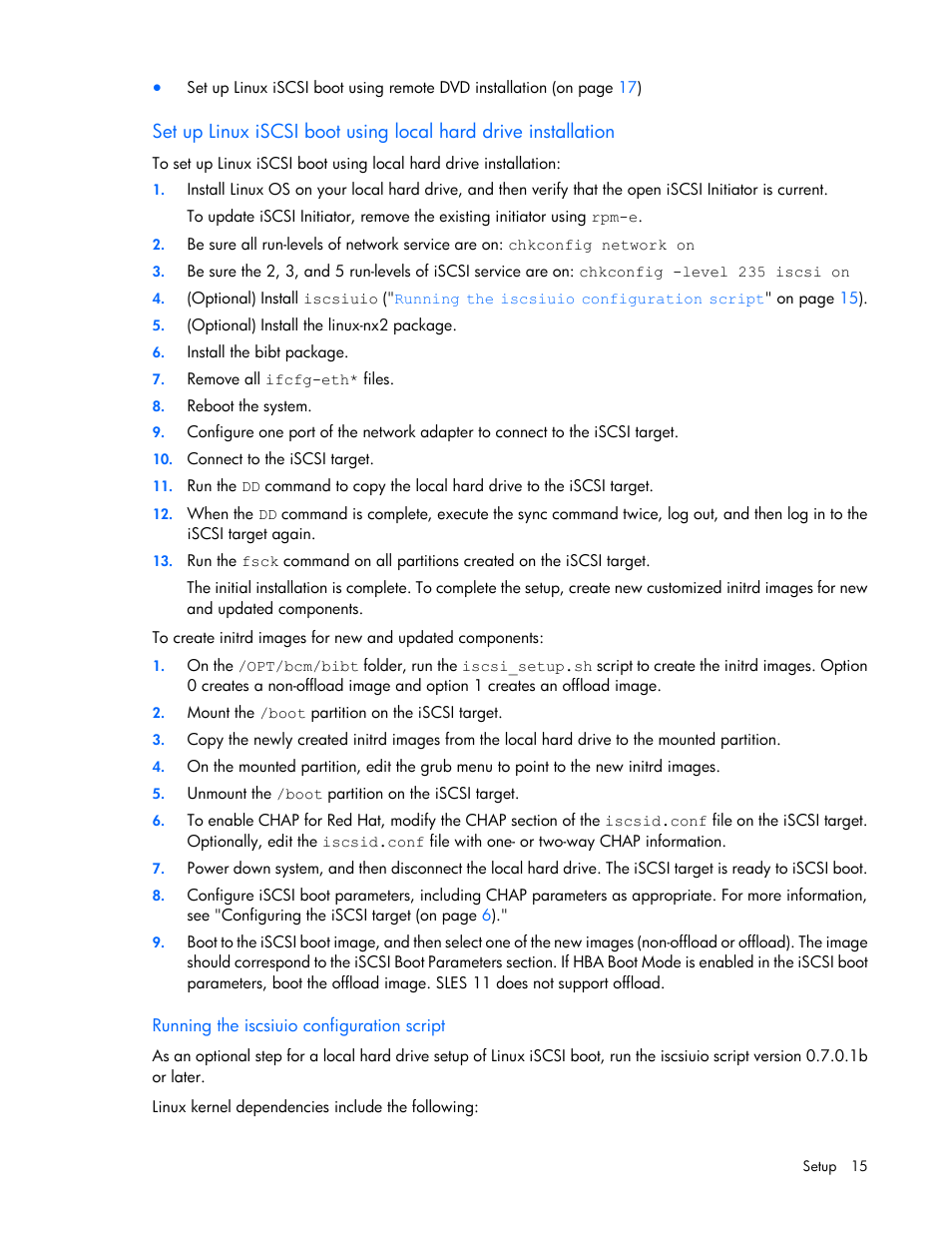 Running the iscsiuio configuration script | HP FlexFabric 10Gb 2-port 534FLR-SFP Adapter User Manual | Page 15 / 42