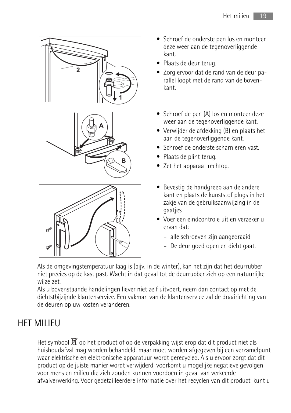 Het milieu | AEG A72200GSW0 User Manual | Page 19 / 76