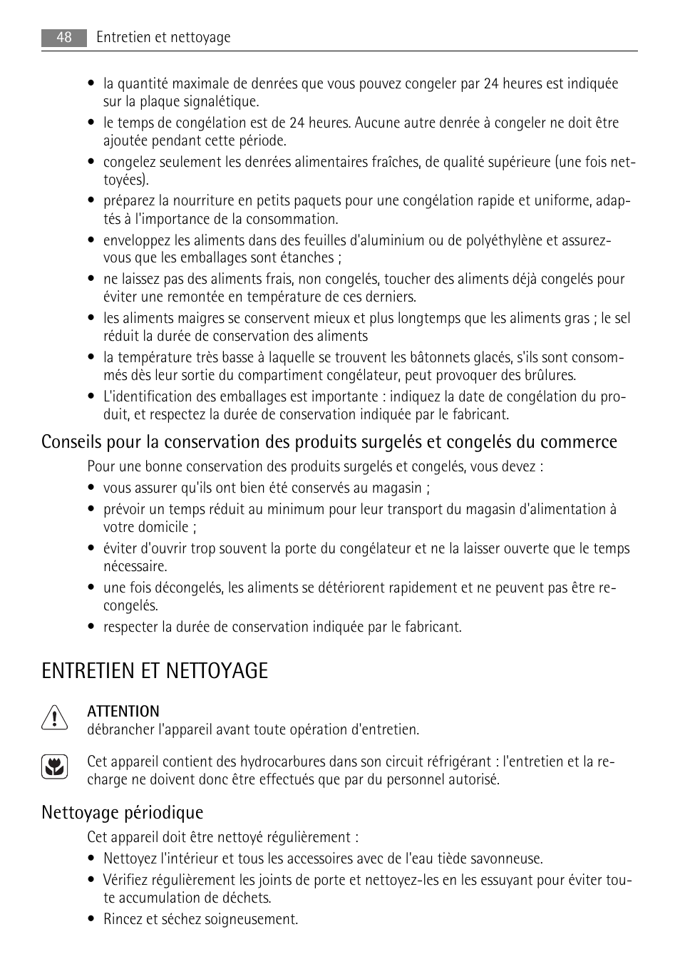 Entretien et nettoyage, Nettoyage périodique | AEG A72200GSW0 User Manual | Page 48 / 76