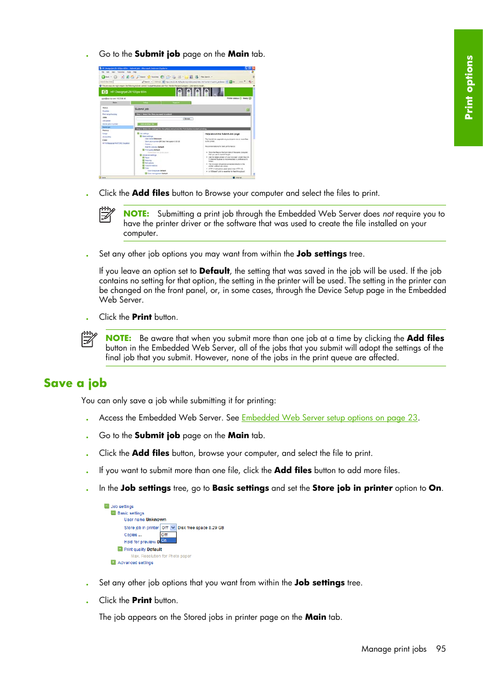 Save a job | HP Designjet Z6100 Printer series User Manual | Page 107 / 232