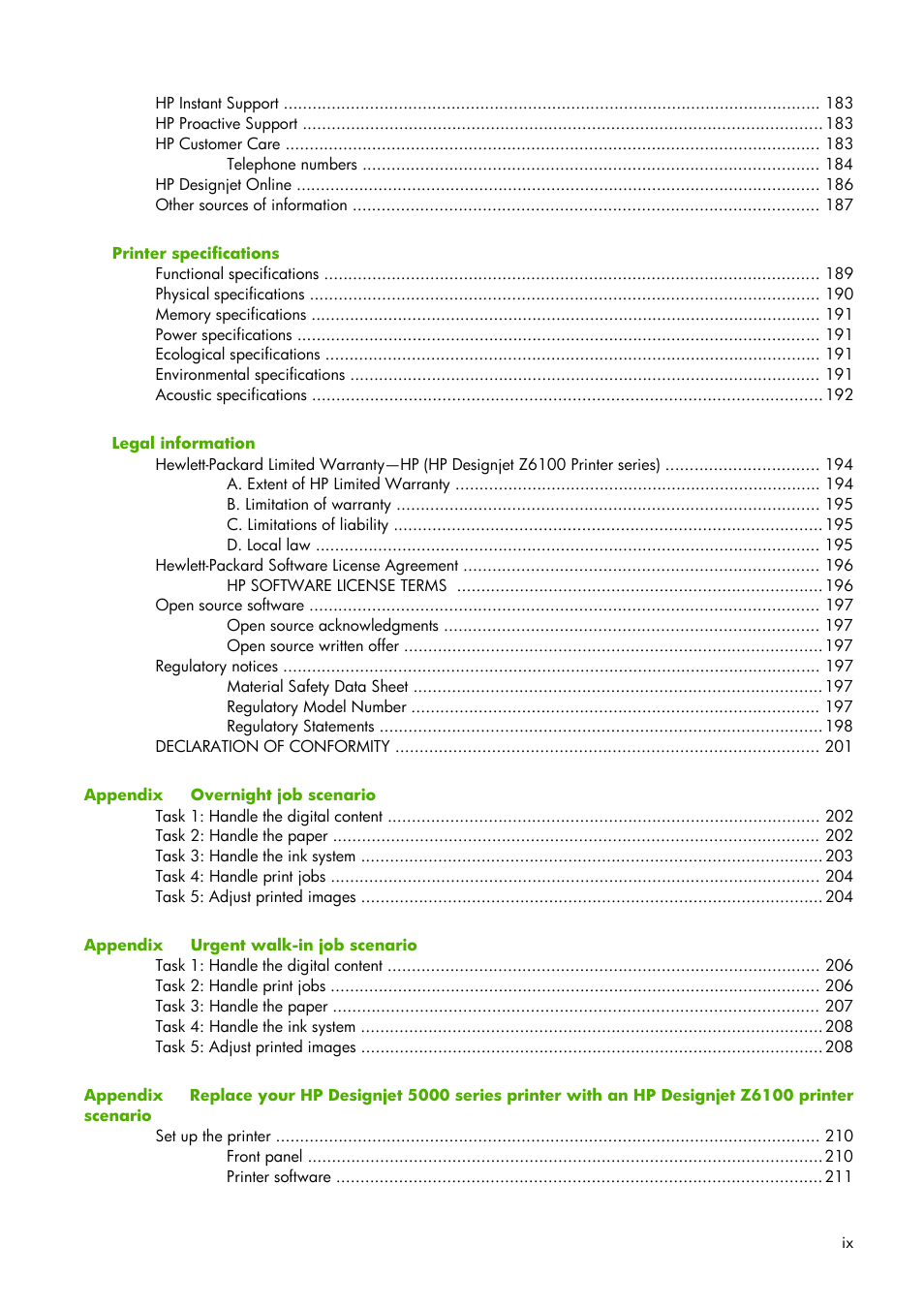 HP Designjet Z6100 Printer series User Manual | Page 11 / 232