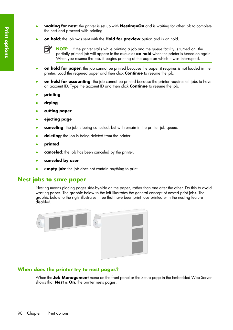 Nest jobs to save paper | HP Designjet Z6100 Printer series User Manual | Page 110 / 232