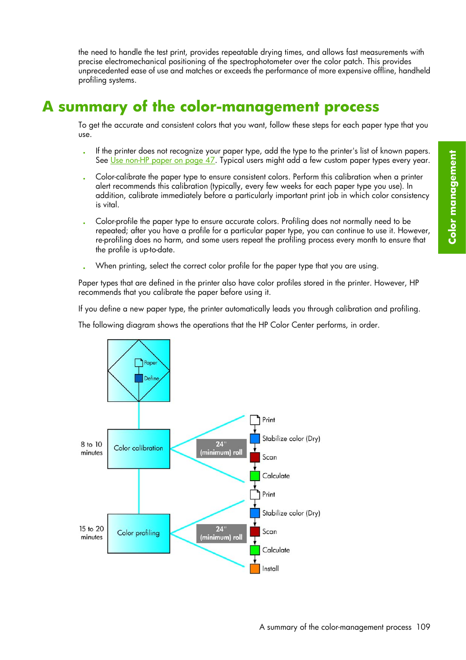 A summary of the color-management process | HP Designjet Z6100 Printer series User Manual | Page 121 / 232
