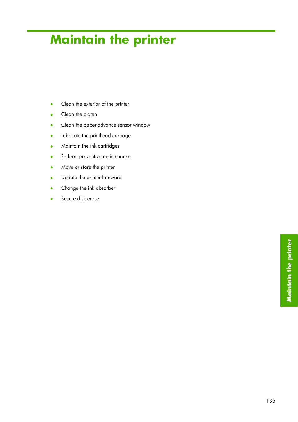 9maintain the printer | HP Designjet Z6100 Printer series User Manual | Page 147 / 232