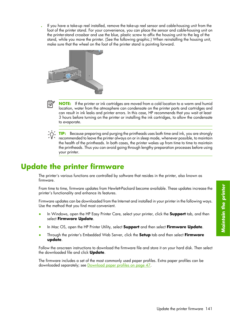 Update the printer firmware | HP Designjet Z6100 Printer series User Manual | Page 153 / 232