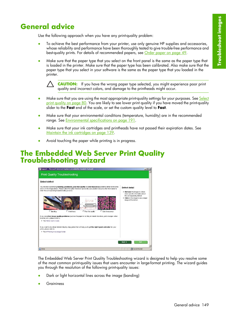 General advice | HP Designjet Z6100 Printer series User Manual | Page 161 / 232