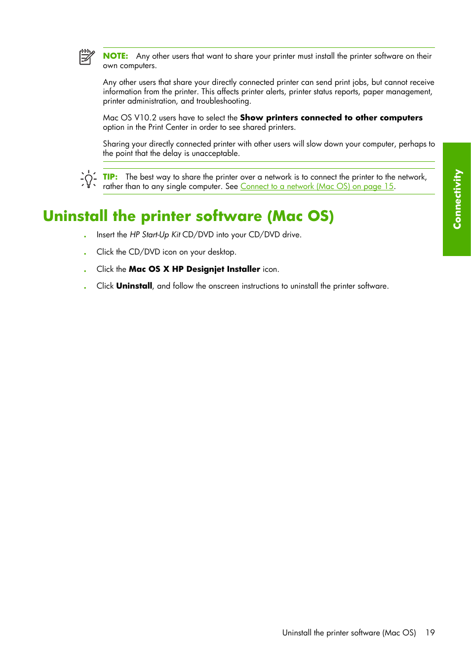 Uninstall the printer software (mac os) | HP Designjet Z6100 Printer series User Manual | Page 31 / 232