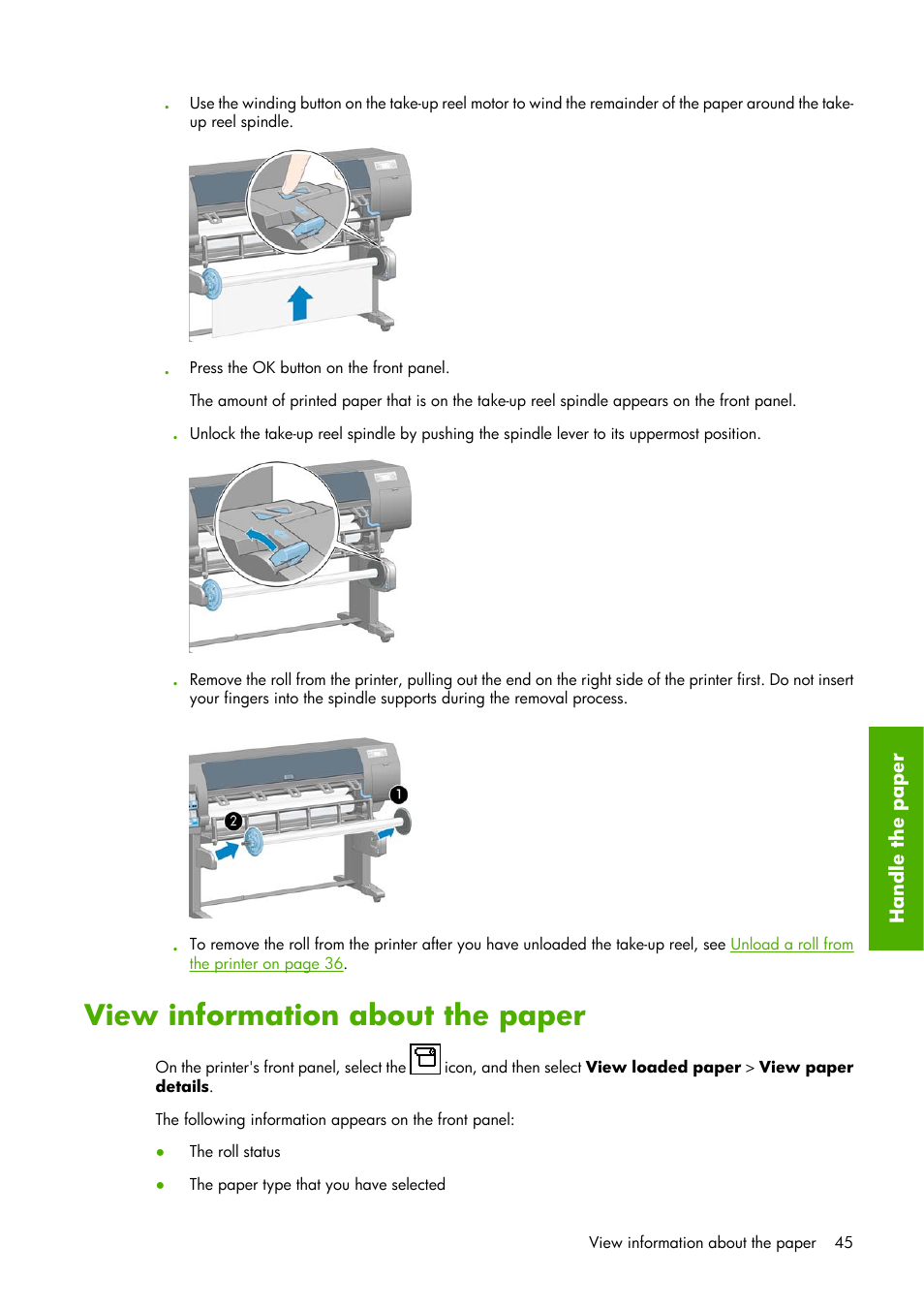 View information about the paper | HP Designjet Z6100 Printer series User Manual | Page 57 / 232