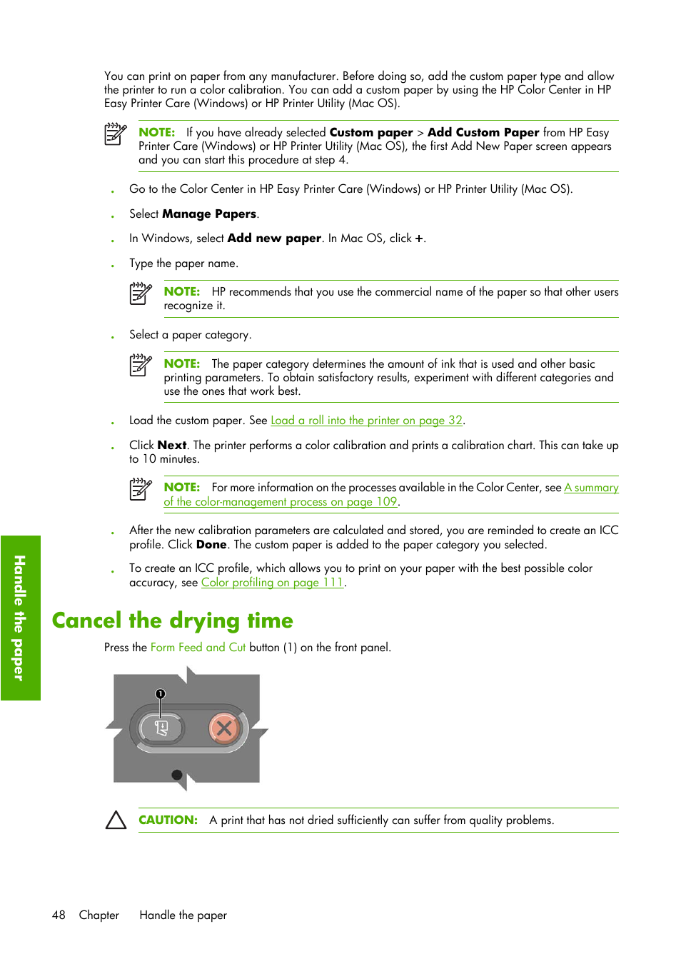 Cancel the drying time | HP Designjet Z6100 Printer series User Manual | Page 60 / 232
