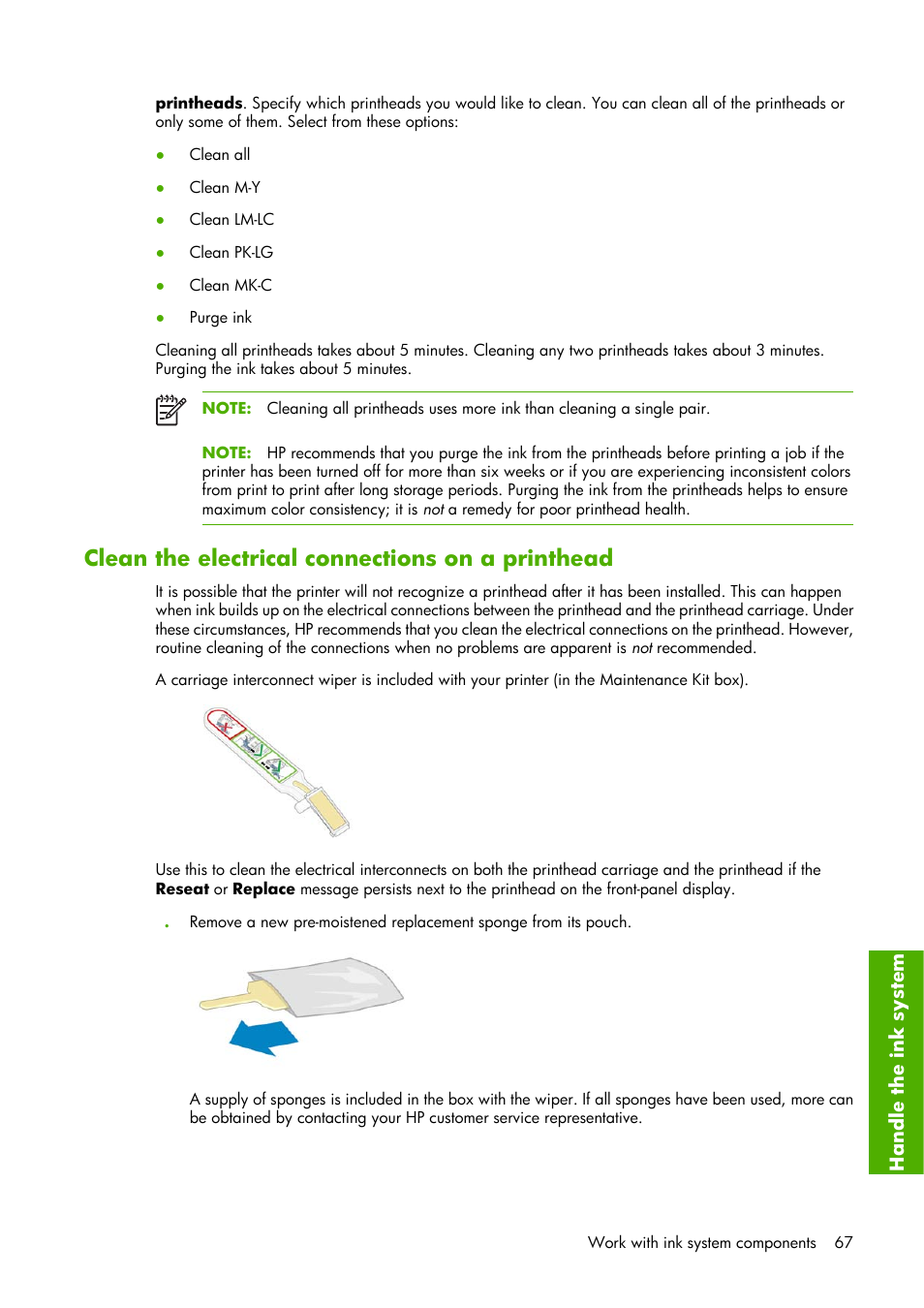 Clean the electrical connections on a printhead | HP Designjet Z6100 Printer series User Manual | Page 79 / 232