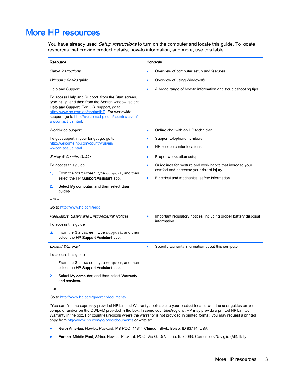 More hp resources, More hp resources 3 | HP 256 G3 Notebook PC User Manual | Page 13 / 79