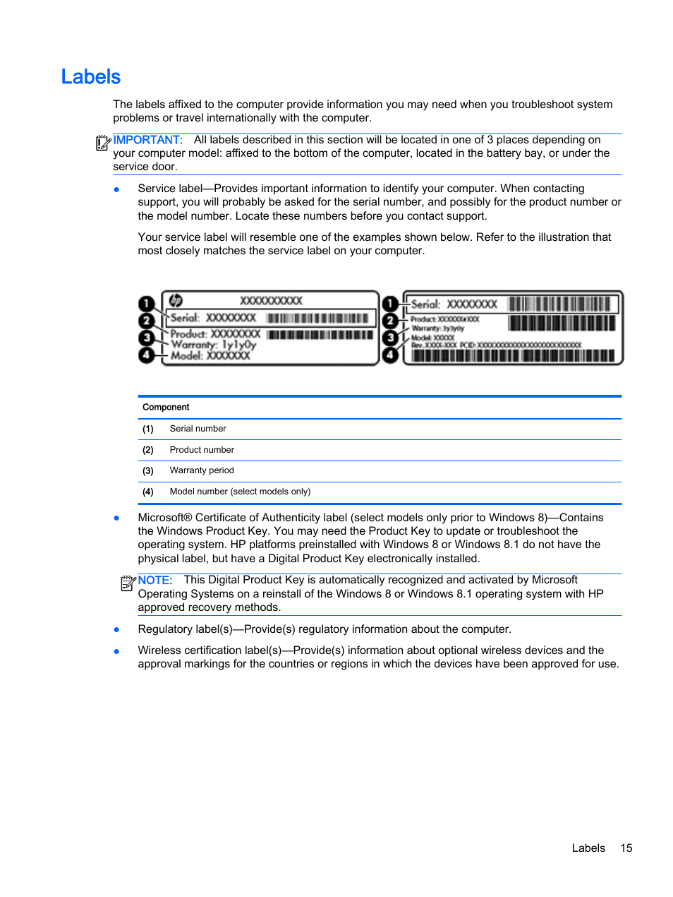 Labels | HP 256 G3 Notebook PC User Manual | Page 25 / 79