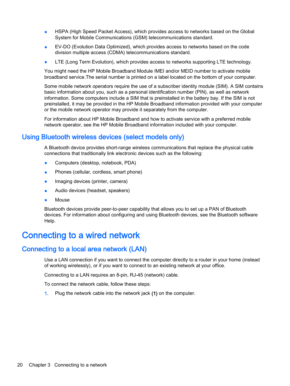 Connecting to a wired network, Connecting to a local area network (lan) | HP 256 G3 Notebook PC User Manual | Page 30 / 79