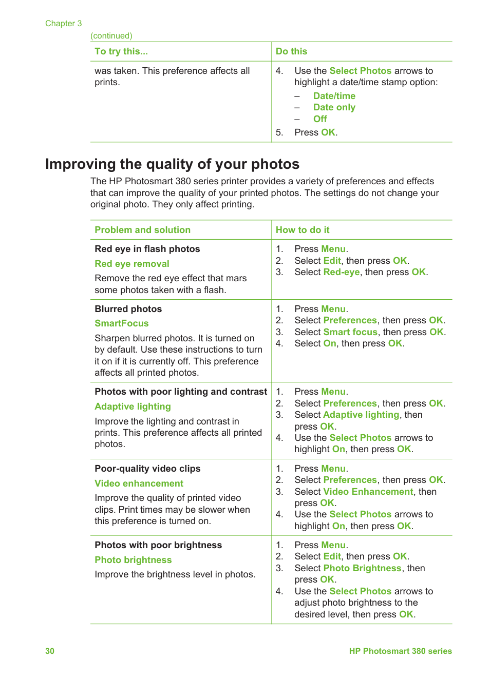 Improving the quality of your photos | HP Photosmart 385 Compact Photo Printer User Manual | Page 36 / 75