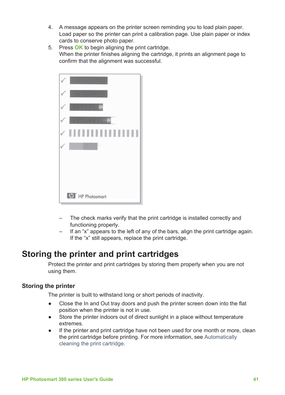 Storing the printer and print cartridges, Storing the printer, Storing the printer storing the print cartridges | HP Photosmart 385 Compact Photo Printer User Manual | Page 47 / 75