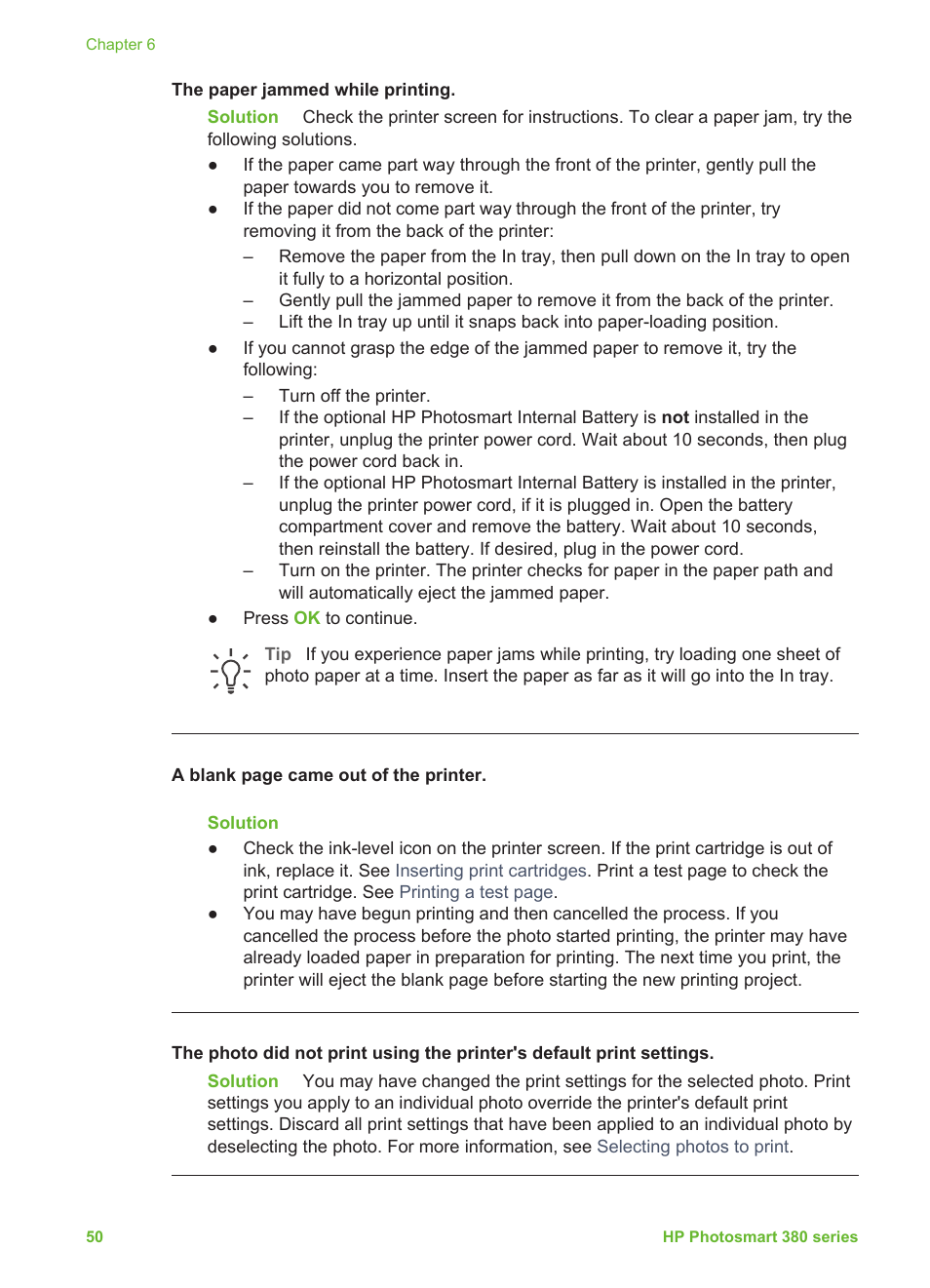 HP Photosmart 385 Compact Photo Printer User Manual | Page 56 / 75