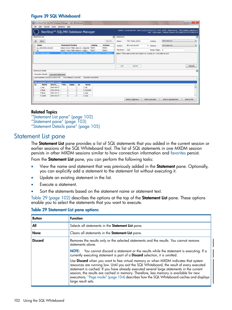 Statement list pane | HP Integrity NonStop J-Series User Manual | Page 102 / 113