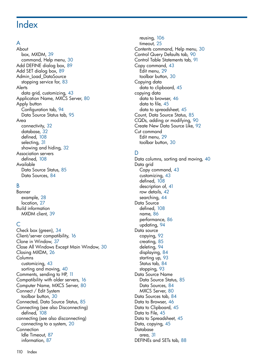 Index | HP Integrity NonStop J-Series User Manual | Page 110 / 113