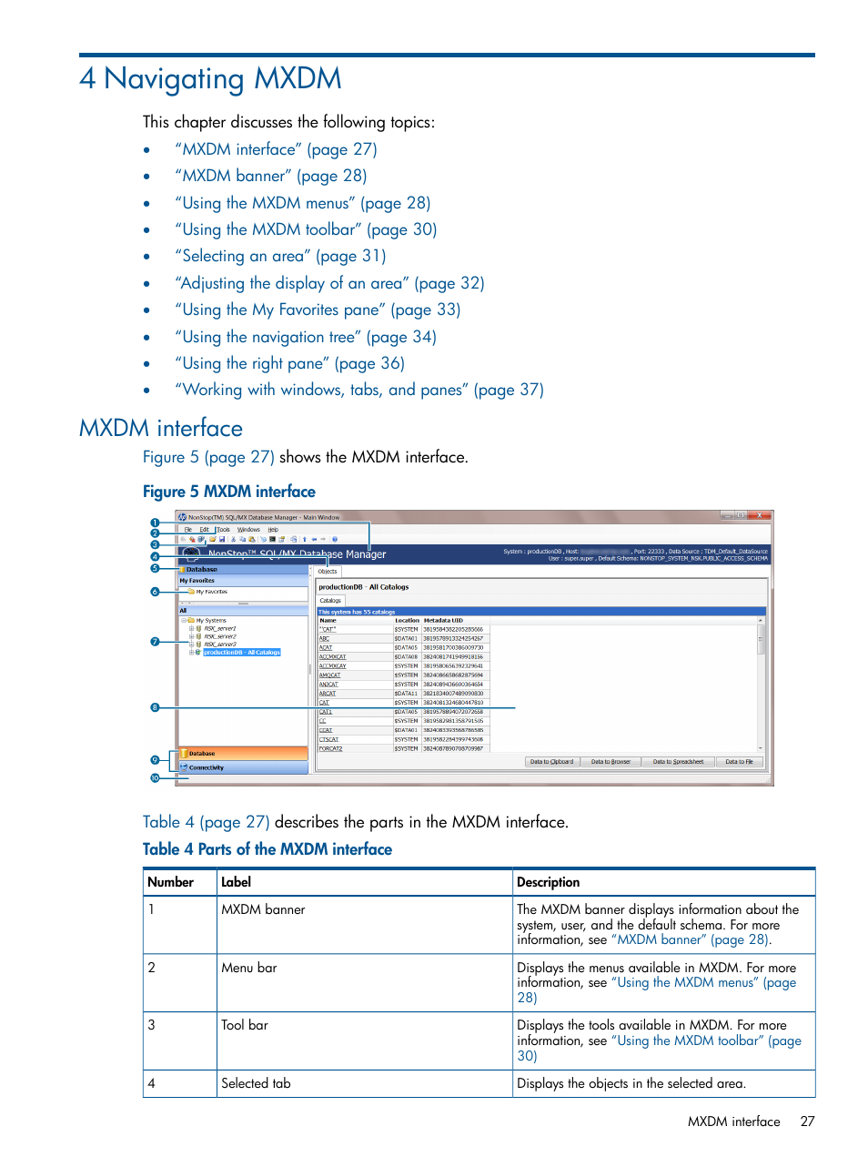 4 navigating mxdm, Mxdm interface | HP Integrity NonStop J-Series User Manual | Page 27 / 113