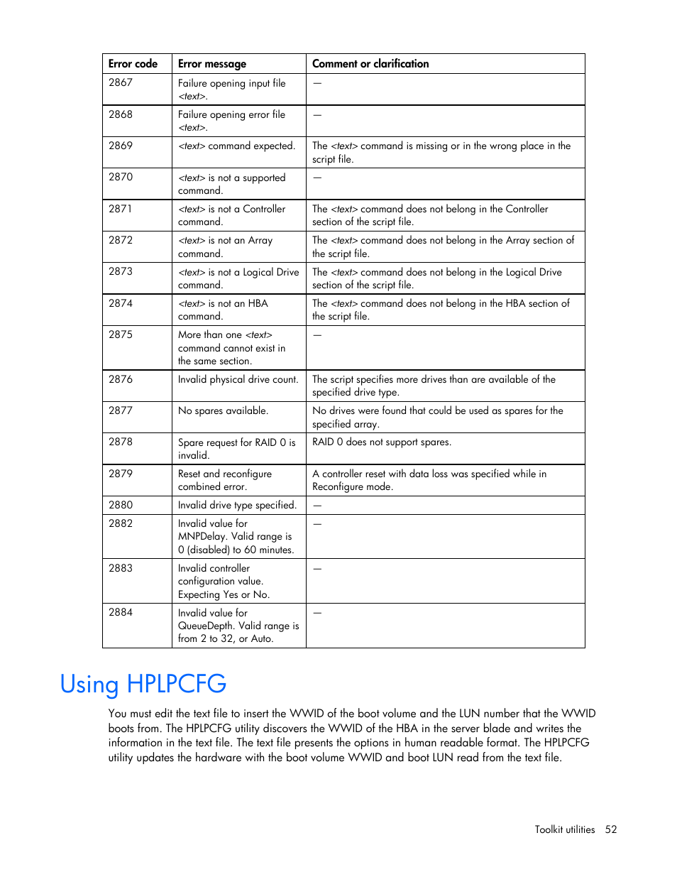 Using hplpcfg | HP SmartStart-Software User Manual | Page 52 / 69