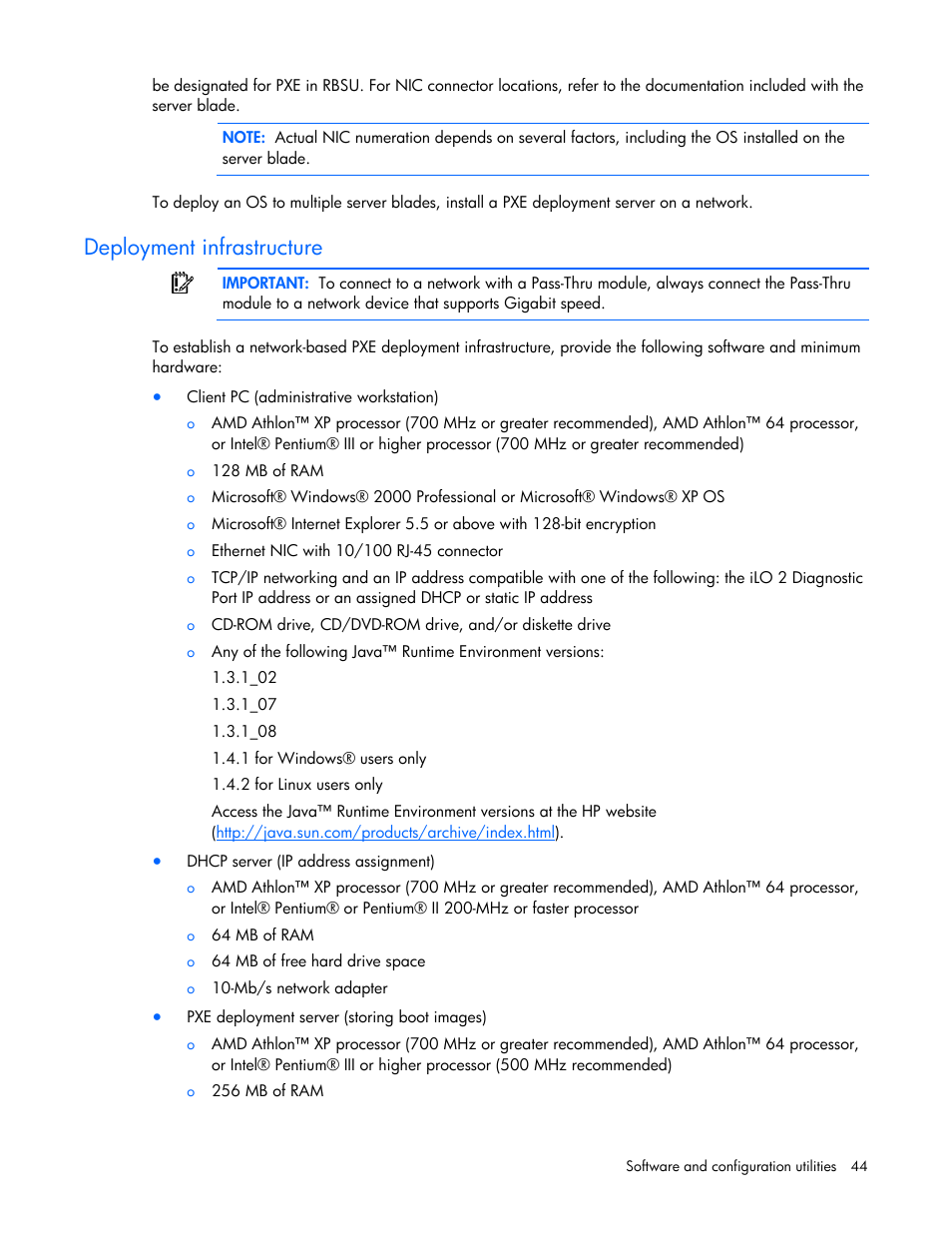 Deployment infrastructure | HP ProLiant BL680c G5 Server-Blade User Manual | Page 44 / 100