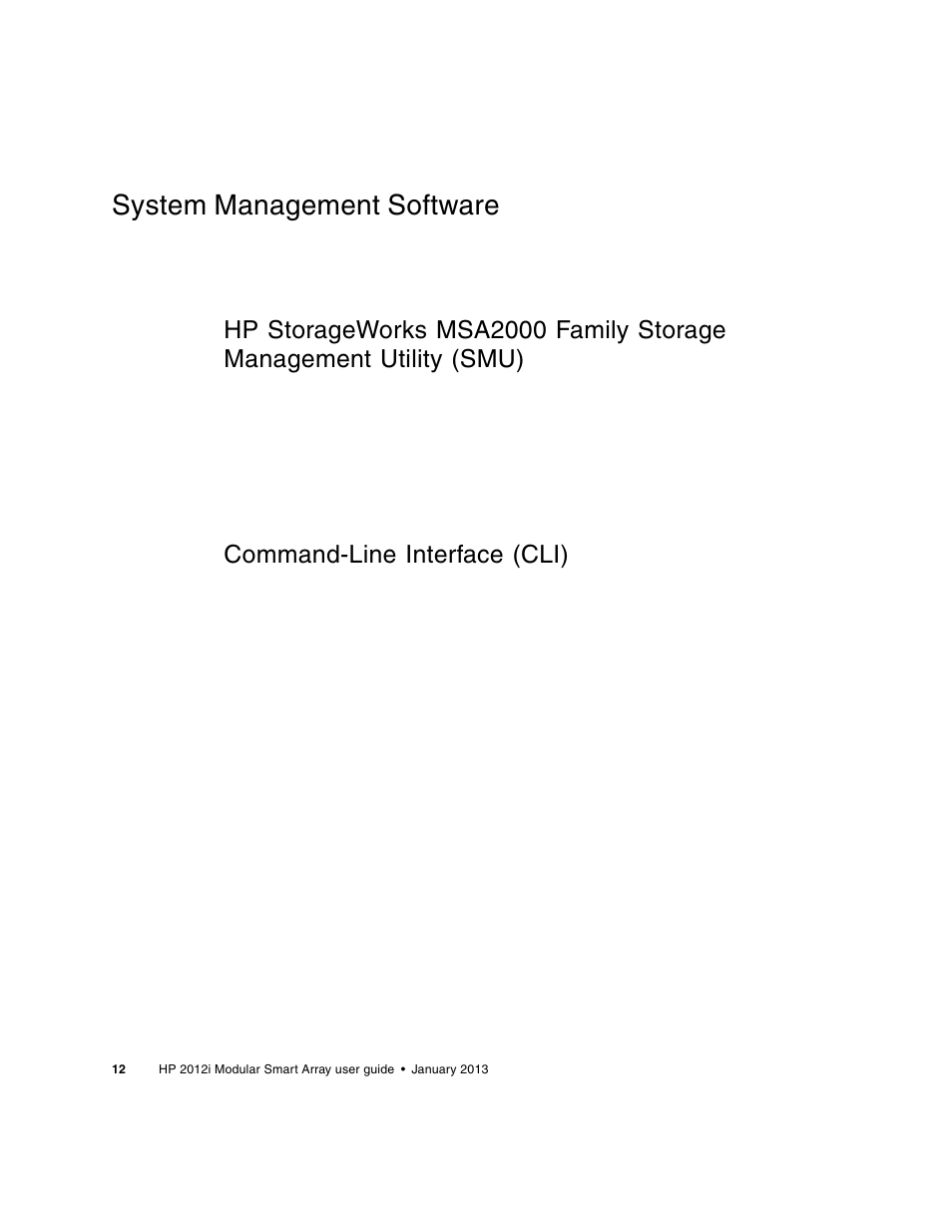 System management software, Command-line interface (cli) | HP MSA Controllers User Manual | Page 12 / 86