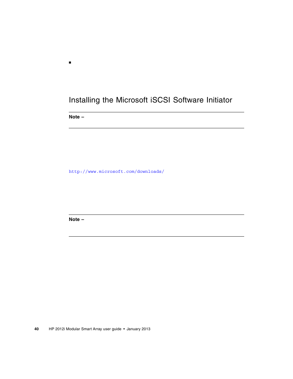 Installing the microsoft iscsi software initiator | HP MSA Controllers User Manual | Page 40 / 86
