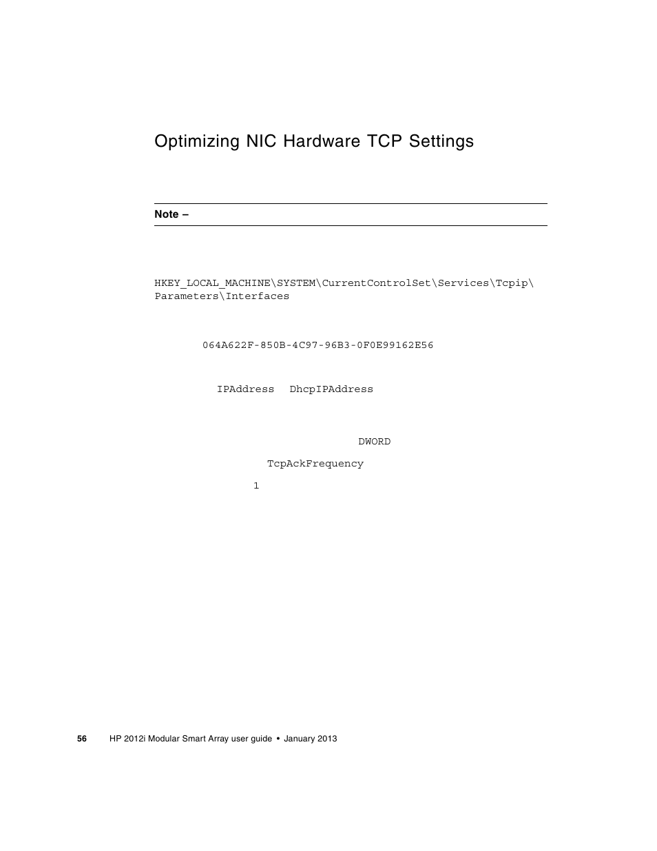 Optimizing nic hardware tcp settings | HP MSA Controllers User Manual | Page 56 / 86