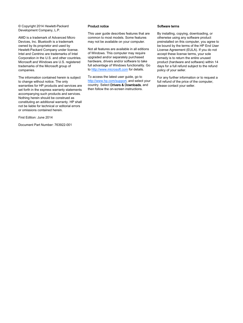 HP ProBook 440 G2 Notebook PC User Manual | Page 2 / 109
